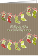 Merry Christmas in Scots, stockings, kraft paper effect card