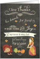 Happy Thanksgiving to my mom and step dad, chalkboard effect, card
