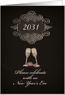 Year Customizable, invitation New Year’s Eve party, chalkboard effect, card