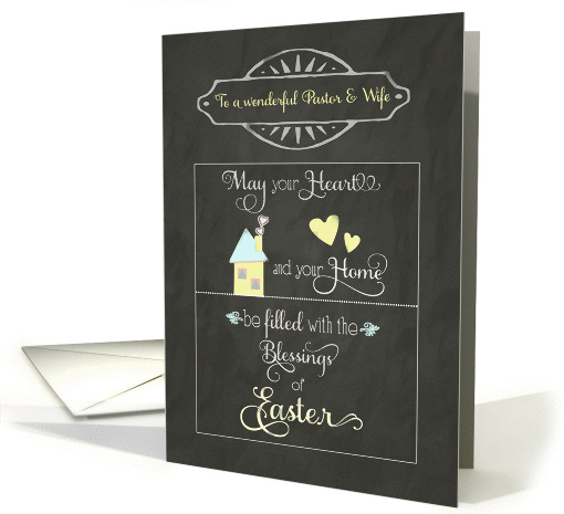 Easter Blessings to our pastor and wife, chalkboard effect card
