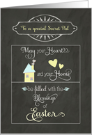 Easter Blessings to my secret pal, chalkboard effect card