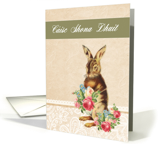 Happy Easter in Irish Gaelic, Cisc Shona Dhuit, vintage bunny card