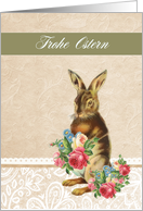 Happy Easter in German, Frohe Ostern, vintage bunny card