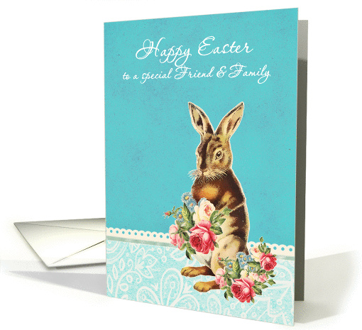 Happy Easter to my friend and family, vintage bunny card (1221292)