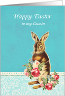 Happy Easter to my cousin, vintage bunny card