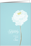 Loss of son, with deepest sympathy card, soft white flower card