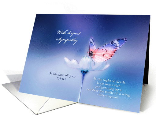 With deepest Sympathy, Loss of Military Friend, red, white & blue card