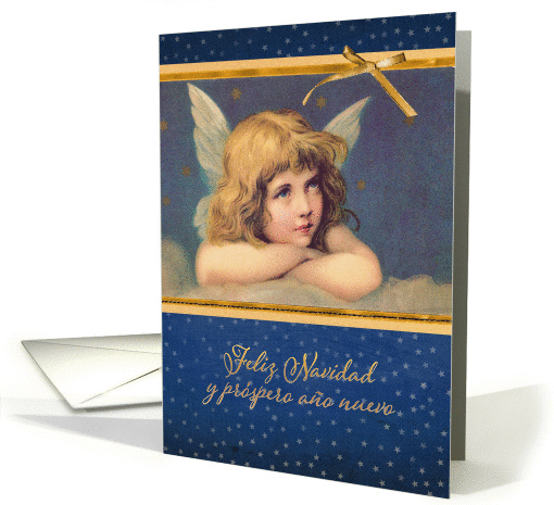 Merry Christmas in Spanish, vintage angel card (1303784)