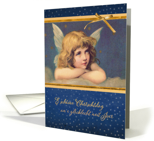Merry Christmas in Luxembourgish, vintage angel card (1304520)