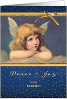 To my fiance, Christmas card, vintage angel card