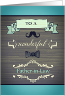 Happy Father-in-Law Day, vintage/retro effect, grey and blue card