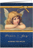 Across the miles, Christmas card, vintage angel card