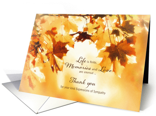 Thank you for your kind expressions of sympathy, autumnal leaves card