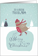 To my foster mom, Christmas card, skating robin card