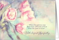 With deepest Sympathy, death by suicide, pale pink tulips card