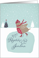 Merry Christmas in Finnish, Hyv joulua, skating robin card