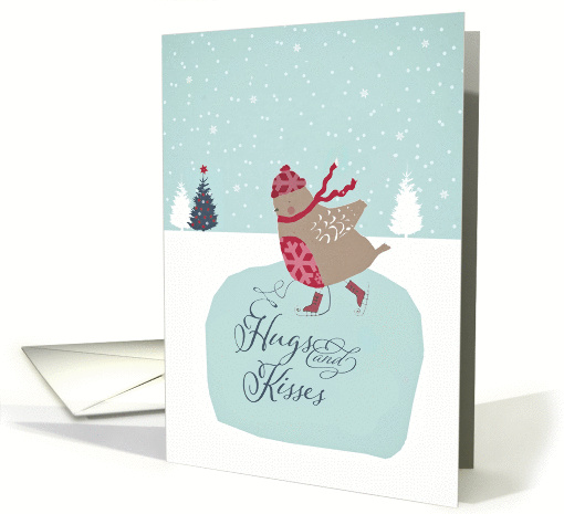 Hugs and Kisses, Christmas card, cute skating robin card (1315202)