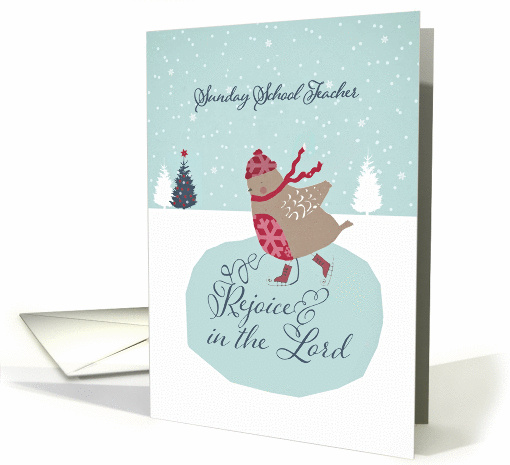 For Sunday School Teacher, Rejoice in the Lord, Christmas card