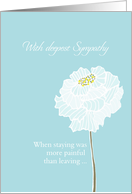 With deepest Sympathy, Death by Suicide, White Flower card