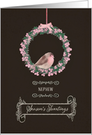 For Nephew, Season’s Tweetings, robin and wreath card