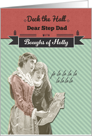 For Step Dad, Deck the Hall, Vintage Christmas card