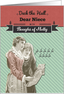 For Niece, Deck the Hall, Vintage Christmas card