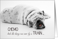 Cancer encouragement card, Chemo, exhausted Bulldog card