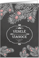 Merry Christmas in Slovak, Yew Branches, Chalkboard effect card