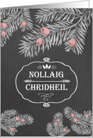 Merry Christmas in Scottish Gaelic, Yew Branches, Chalkboard effect card