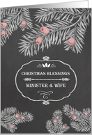 Christmas Blessings for Minister and his Wife, Chalkboard effect card