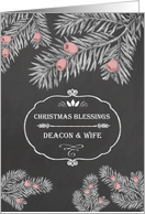 Christmas Blessings for Deacon and his Wife, Chalkboard effect card