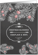 Christmas Blessings for Chaplain and his Wife, Chalkboard effect card