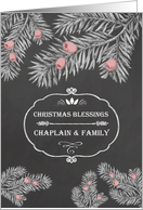 Christmas Blessings for Chaplain and his Family, Chalkboard effect card