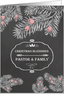 Christmas Blessings for Pastor and his Family, Chalkboard effect card