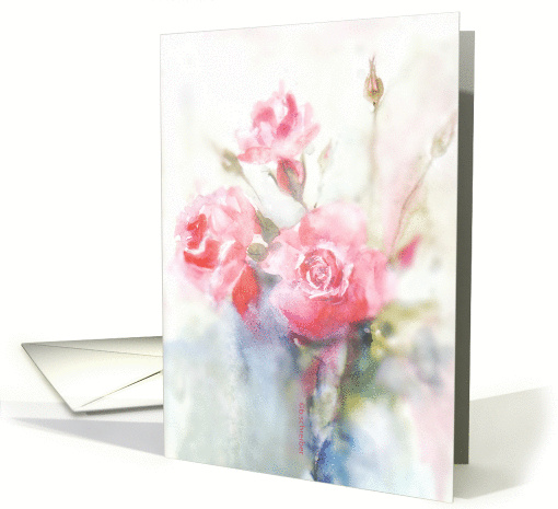 cancer survivor encouragement, pink watercolor roses, card (160360)