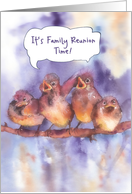 Invitation to a family reunion, sparrows, watercolor painting card