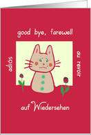 goodbye,aufwiedersehen, sad little kitten card