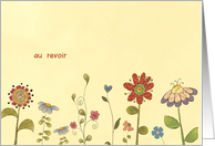 au revoir, Good bye in French, flowers card