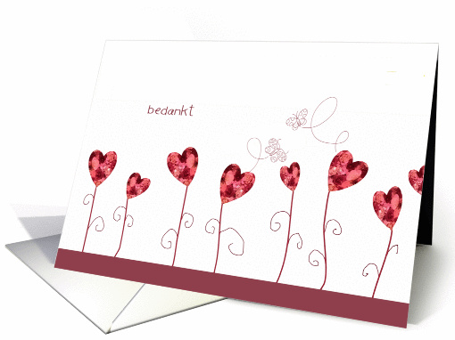 bedankt, thank you in Dutch, roses, hearts, butterfly card (207831)