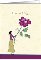 I’m sorry, lady with rose, illustration card