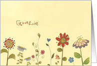 Grazie, Thank you in Italian, little flowers card