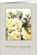 With deepest Sympathy, white Roses, Watercolor Painting card