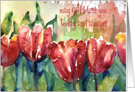 Tulips, Christian Birthday Blessings, Scripture, Numbers 6:24 card