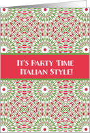 You are invited to an Italian style Party, red, green, white card