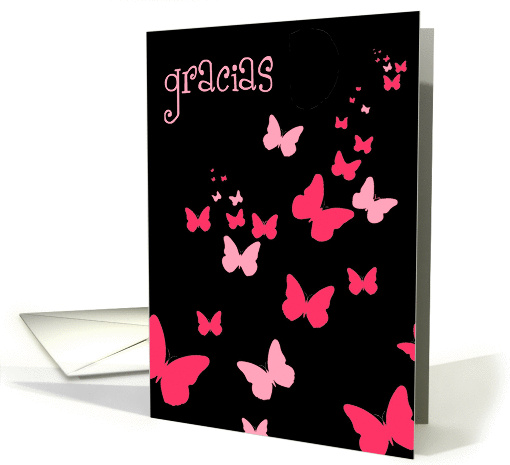 gracias butterflies pink card (250871)