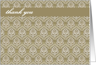 thank you damasque print green beige card