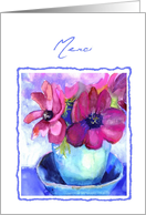 merci pastel watercolor anemone card