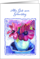 Alles Gute zum Geburtstag, Happy Birthday in German, Anemone card