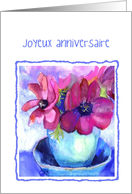 joyeux anniversaire pastel watercolor anemone card