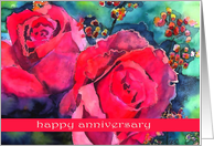 happy anniversary wedding red roses card